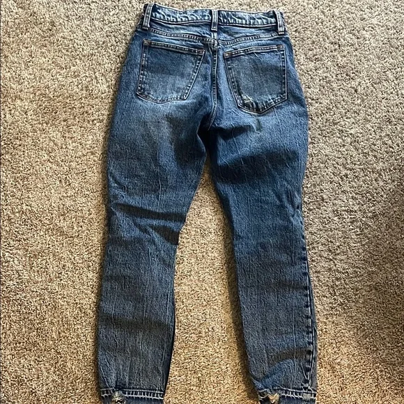 Abercrombie & Fitch Dark Blue Distressed Ankle Jeans - Picture 2 of 4